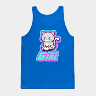 Gamer Girl Cat Tank Top